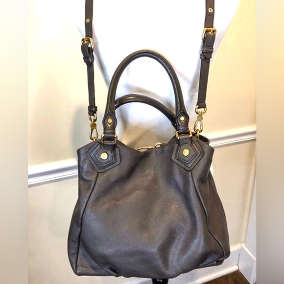 MARC JACOBS Workwear Grey Rolled Top Handles Satchel Crossbody Shoulder Bag - Picture 4 of 16